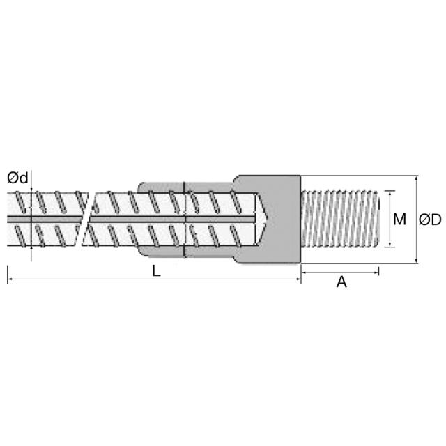 Armeringsskarv hane, 12/M16x570