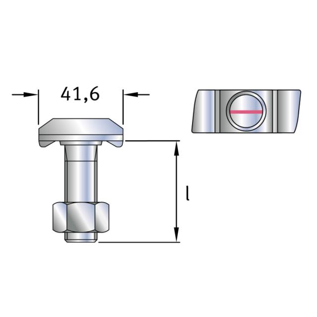 Hakbult JB 50/30, M20x65, 4.6 elförzinkad