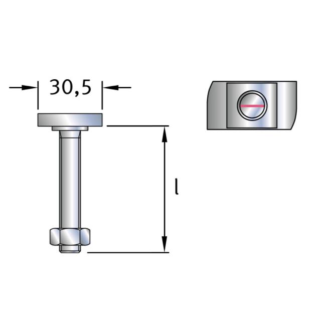 Hakbult JH 38/17, M10x30, 4.6,  elförzinkad