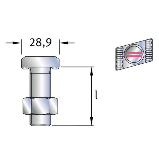Hakbult JXH 38/23, M16x64, 8.8 elförzinkad